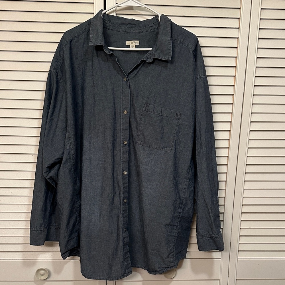 J Jill Women's 4X Denim Chambray Button Down Shirt